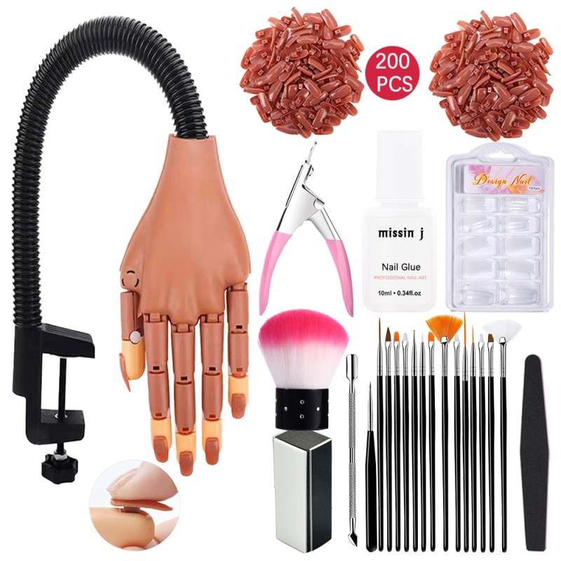 Beginner Nail Hand Kit Manufacturer - 200pcs Tips Glue Practice