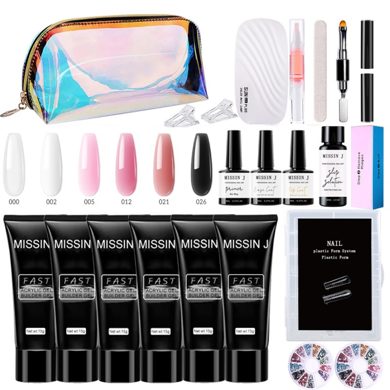 UV Nail Gel Kit Supplier - Poly Extension 15G*6pcs 36W Lamp
