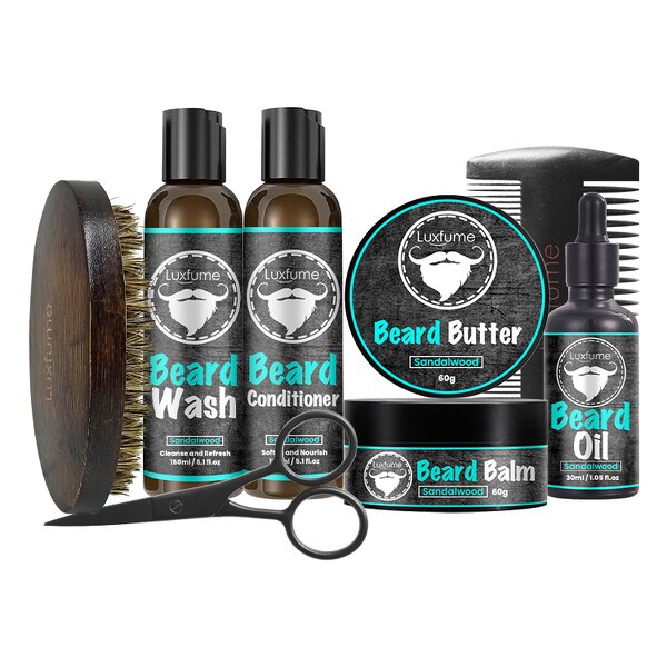 Beard Gift Set Manufacturer - 8 Pcs Kit Wash Conditioner Balm Moisturizing for Soothing