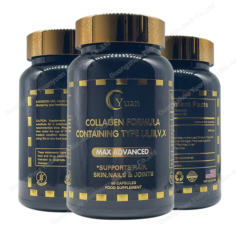 Marine Collagen Capsules Manufacturer - Type I,II,III,V,X Supports Hair Skin Nails & Joints Skin Whitening