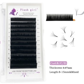 Eyelash Extensions Manufacturer - OEM 0.07mm Auto Flowering Silky Premade Fan