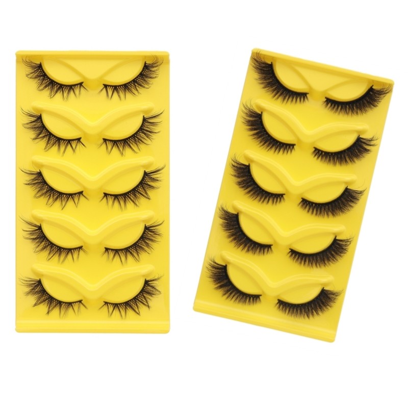 Cat Eye Eyelashes Factory - OEM 5 Pairs 0.07mm Contour Synthetic Hair Customizable