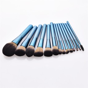 Makeup Brush Set Supplier - OEM 14pcs Sapphire Blue Professional Blush Kit
