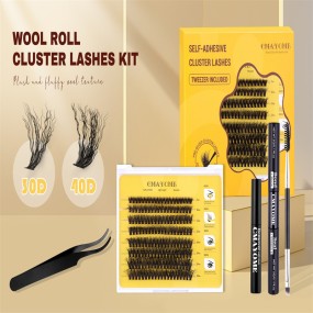 DIY Curly Extension Manufacturer - OEM 30D/40D Wavy Shape Fan Eyelashes Pack