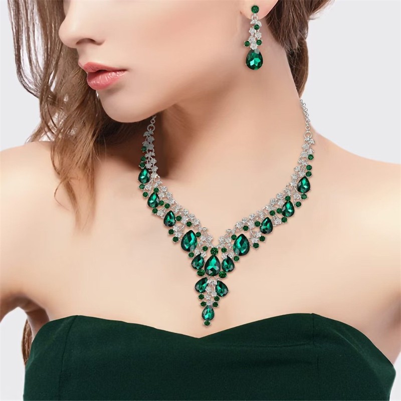 珠宝套装供应商-OEM厂家批发伴娘项链耳环