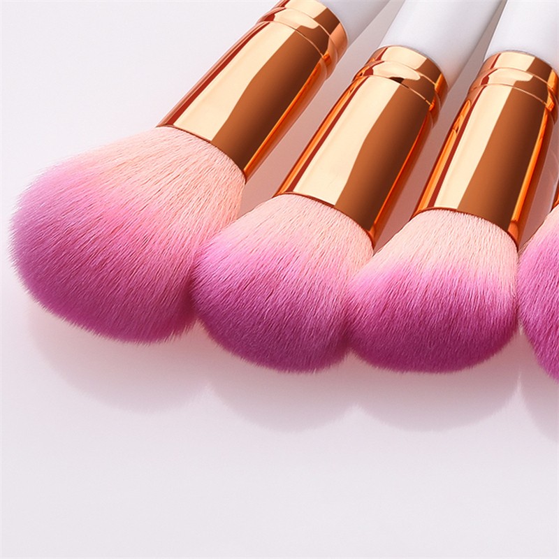 Blush Brush Set Factory - OEM 12pcs White Gold Handle Gouache Makeup Kit