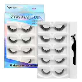 Self-Adhesive Eyelashes Supplier - OEM 5 Pairs Waterproof Soft Touch Tweezers Set
