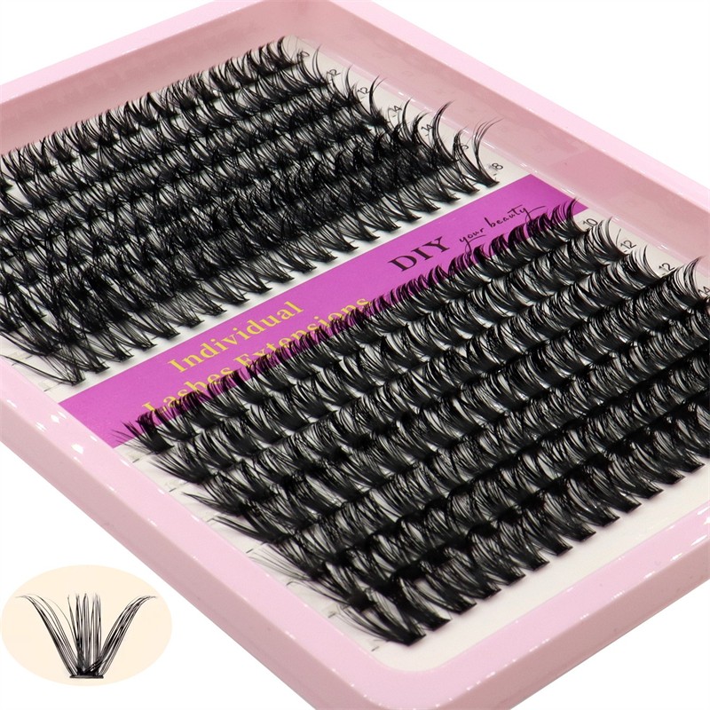 Cluster Eyelashes Factory - OEM 14 Rows Soft Thick Black Fluffy Segmented