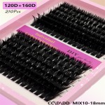 簇状睫毛工厂-OEM 14排柔软厚黑蓬松分段