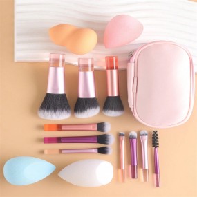 10-Piece Brush Set Factory - OEM Mini Makeup Brush Short Pole Transparent Handle