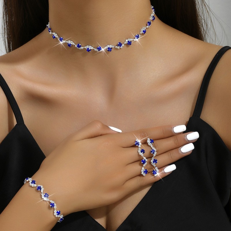 奢华珠宝供应商-OEM欧美全钻石爪链套装