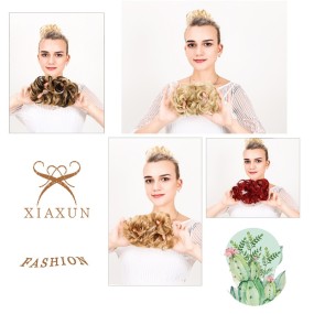 Messy Chignon Wig Manufacturer - OEM 100% Density Wavy Curly Hairpiece Band