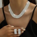 时尚珠宝工厂-OEM三件套新娘婚礼套装项链耳环
