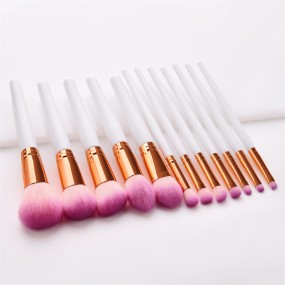 Premium Makeup Brush Set Supplier - OEM 12pcs White Gold Handle Gouache Tools