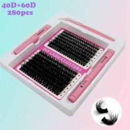 单根睫毛工厂-OEM自然弯曲DD卷预製盒装扇形
