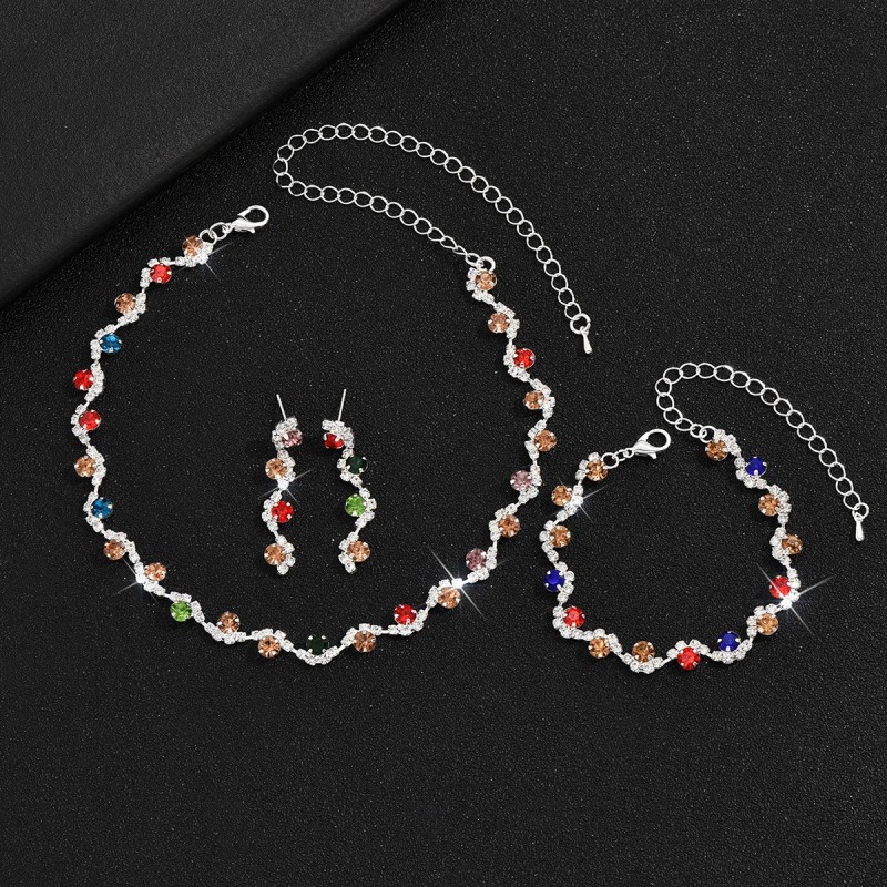 钻石珠宝生产商-OEM水波纹全钻石爪项链