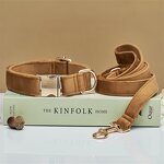 Pet Collar Manufacturer - Lettering Silk Gold - Metal Buckle - Velvet Dog Collar