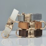 Pet Collar Manufacturer - Lettering Silk Gold - Metal Buckle - Velvet Dog Collar
