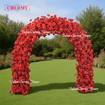 Artificial Flower Arch Manufacturer - OEM Dalian Chermy Customized Heart Red White with Flowers