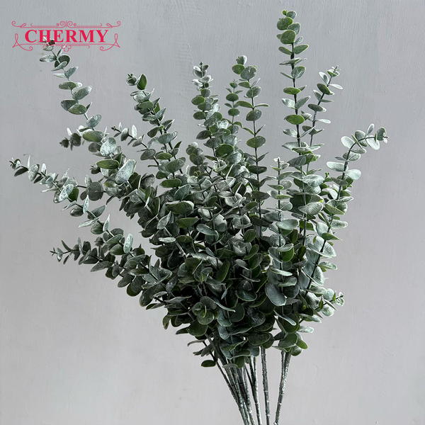Artificial Eucalyptus Branch Manufacturer - TH1537 High Quality 5 Forks Soft Plastic for Interior Floral
