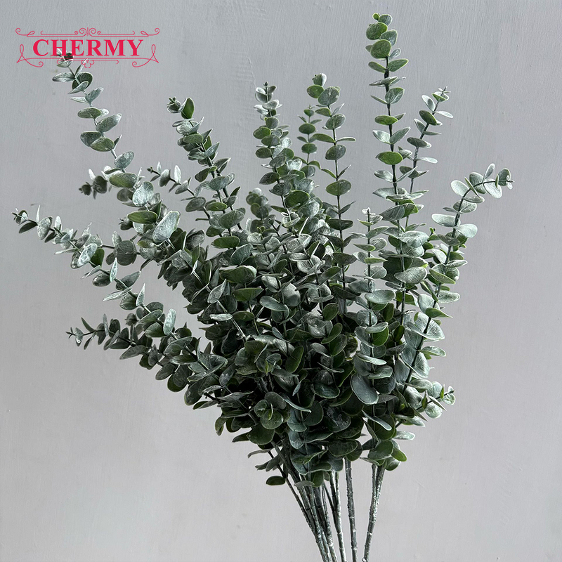 Artificial Eucalyptus Branch Manufacturer - TH1537 High Quality 5 Forks Soft Plastic for Interior Floral