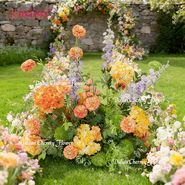 Artificial Aisle Runner Manufacturer - Wildflowers Grounded Arch for Christmas Graduation Handmade