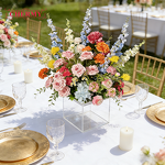 Artificial Aisle Centerpiece Manufacturer - Customized Orange Hot Pink with Plants Greenery Garland