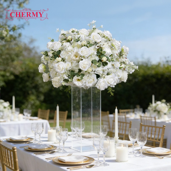 Artificial Flower Ball Manufacturer - Wedding Silk Rose Burnt Orange for Table Decoration