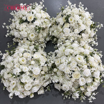 Artificial Flower Ball Manufacturer - Wedding Silk Rose Burnt Orange for Table Decoration