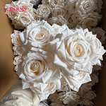Artificial Rose Manufacturer - DC113 Dalian Chermy 3 Heads 7 Heads Beige High-grade Silk Realistic