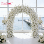 Artificial Flower Arch Manufacturer - Luxury Marry Me Backdrop White Rose Stand for Proposal