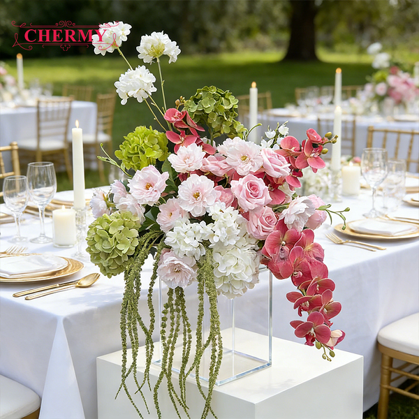 Artificial Floral Arrangement Manufacturer - Customized Tropical Natural Style Green White for Wedding