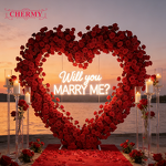 Artificial Flower Arch Manufacturer - Factory Custom Wholesale Red Rose Heart Shaped for Wedding Background