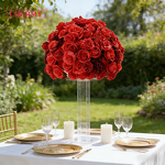 Artificial Flower Ball Manufacturer - OEM High Quality 50cm 60cm 70cm Red Silk for Wedding Event