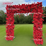 Artificial Flower Arch Manufacturer - OEM Dalian Chermy Customized Heart Red White with Flowers