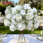 Artificial Greenery Ball Arch Manufacturer - High Quality Athens Classic 60cm White Rose Delphinium for Graduation