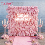 Artificial Flower Wall Backdrop Manufacturer - Wholesale Pink 8ft X 8ft Roll up Rose Wall Panel