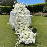 Artificial Flower Runner Manufacturer - Wedding White Silk Rose 200cm for Table Decoration