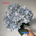 Artificial Hydrangea Manufacturer - CM-DC064 Dalian Chermy Wholesale 5 Heads Large Silk Dusty Blue