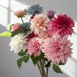 Artificial Dahlia Manufacturer - Dalian ChermyDC033 3-Head Pink Silk for Wedding Party