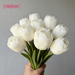 Artificial Tulip Manufacturer - Dalian Chermy DC101 White Real Touch for Home Wedding