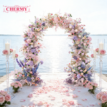 Artificial Flower Arch Manufacturer - 2026 New Customized Size U-Shape Pink Roses for Wedding