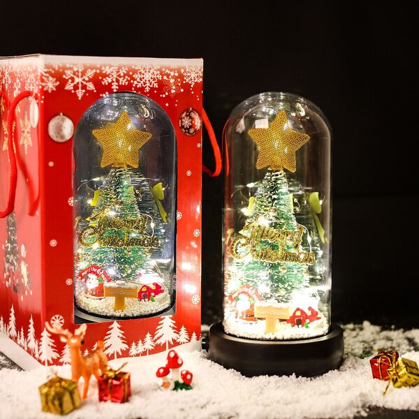 Glass Dome Manufacturer - 2022 New Christmas with Light Table Decoration Tree Old Man Elk LED