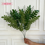Artificial Locust Leaves Manufacturer - TH1540 Factory Price 5-Stem Bundle Green Plant Decor
