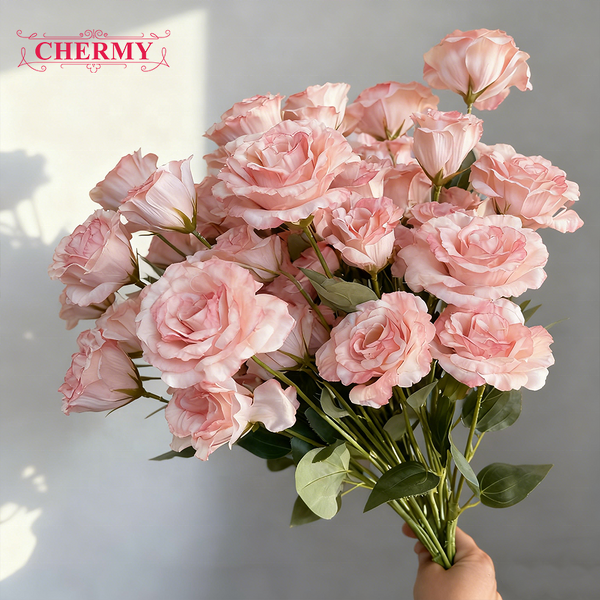 Artificial Balloon Flower Manufacturer - Dalian Chermy DC096 5-Head Pink Silk Wedding Floral