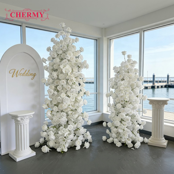 Artificial Flower Arch Manufacturer - Customize White Rose Hydrangea for Front Door Arch Event