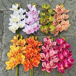 Artificial Flower Arrangement Manufacturer - Factory 75cm 10 Heads Handmade Cymbidium Dahlias Orchids 3D