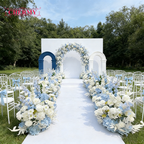 Artificial Hydrangea Aisle Decoration Manufacturer - Dalian Chermy Blue White for Wedding