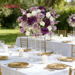 Artificial Flower Ball Manufacturer - Dalian Chermy Wedding Centerpieces Silk Rose Purple