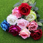 Artificial Velvet Red Roses Manufacturer - FREE SAMPLE Single Branch for Wedding Decoration
